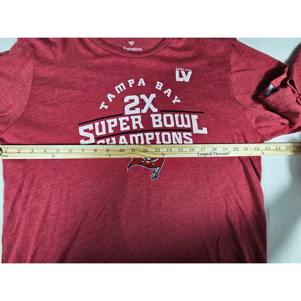 Fanatics Tampa Bay Buccaneers‎ 2X Super Bowl Champions Long Sleeve Shirt Red XXL - Picture 5 of 9